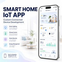Benutzerdefinierte Smart Home IoT-Geräte-Steuerungs-App-Entwicklung für iOS und Android mit Fernüberwachung, Automatisierung und Sprachsteuerung
