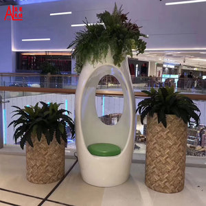 Pots <span class=keywords><strong>de</strong></span> fleurs multifonctionnels en résine et <span class=keywords><strong>fibre</strong></span> <span class=keywords><strong>de</strong></span> <span class=keywords><strong>verre</strong></span>, jardinières créatives adaptées à la pose assise - Product Image 2