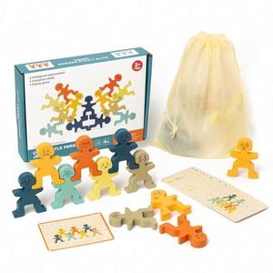 <b>18</b> Pcs Building Blocks Construction <b>Game</b> Montessori Wooden Sorting Stacking Man Sensory Toy for Kid - Product Image 1