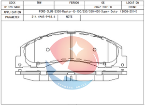 Pastilla de Freno SDCX D1328-8440 / 8C2Z-2001-C PN51016 D20188H Fórmula Cerámica Clásica para <span class=keywords><strong>Ford</strong></span> E-150 / E-250 / E-350 / E-450 - Product Image 2