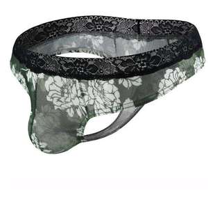 Sous-vêtements sexy transparents jetables taille basse pour hommes <span class=keywords><strong>String</strong></span> imprimé en maille avec dentelle respirante Confortable et pratique - Product Image 3