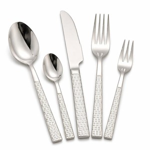 Modern Design 5 Pieces Hammered Handle Silver Flatware Stainless Steel Cutlery <b>Set</b> for Restaurants - Product Image 1