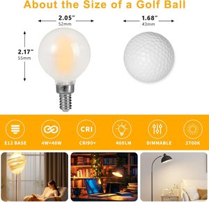 Decoaui 6-Pack E12 G16 LED bóng đèn thông minh 2700K mềm trắng 4 Wát tương đương <span class=keywords><strong>400</strong></span> lumens Frosted Glass Dimmable với AC cung cấp điện - Product Image 4