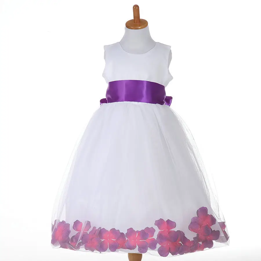 KYO Girls Petal Dress Wedding Flower Child Girl Dress Bridesmaid Dress For Little Girls
