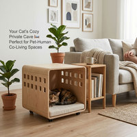 Lit et cage pour animaux de compagnie en bois rectangulaire personnalisé avec rembourrage en plastique doux et confortable pour chiens et chats |   Chenil et cage élégants