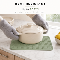 Tapis de séchage en silicone résistant à la chaleur, antidérapant, pour comptoir de cuisine, égouttoir, tapis de table, usage domestique