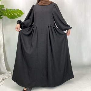 2025 New Arrival Modest Muslim Maxi <b>Dress</b> Pockets Side Pleated Design Elegant Loose Fit <b>Long</b> Sleeve Lightweight Breathable - Product Image 2