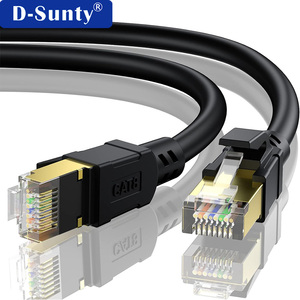 Câble LAN Cat8 pour extérieur, câble Ethernet SFTP, cuivre pur 28AWG, RJ45, noir et blanc, 1M 2M 3M 5M 10M 15M 20M 30M, câble réseau - Product Image 1