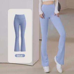 Ventes chaudes – Pantalon de yoga évasé sans couture blanc à logo personnalisé, très élastique, pour femme, idéal pour la gym, la <span class=keywords><strong>danse</strong></span> et la course à pied - Product Image 6