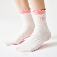 Chaussettes de yoga antidérapantes à volants POPSOX, longueur mi-mollet, légères, pour le ballet, le fitness, la broderie, le Pilates, Kaos Kaki