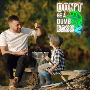 Letreros de Neón con Diseño de Pescado, Letreros de Neón 'Don't Be a Dumb Bass' para Decoración de Paredes de Dormitorios y Salas de Juego - Product Image 5
