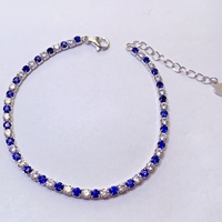 Nouvelle Collection Bracelet en Argent Sterling 925 avec Saphir Naturel de 2,5 mm et Pierres Espacées