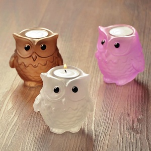 Made Clear Hand Blown Cute Heat Resistant <strong>Owl</strong> Shape Glass Oil Burner <strong>Candle</strong> <strong>Holder</strong> Glass Handicrafts for Home Decoration - Product Image 2