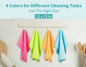 Chiffons de nettoyage en microfibre Essuyage multicolore <span class=keywords><strong>réutilisable</strong></span> et lavable non abrasif - Product Image 6