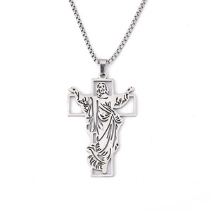 Religioso cristiano santo gesus basato sulla fede alla moda semplice collana da uomo gioielli in acciaio inossidabile ciondolo a croce all'ingrosso - Product Image 1