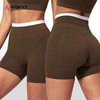 3129 Dames Outdoor Solid Elastische Taille Hoge Ademendheid Kreukvrije Spandex/Nylon 200g Heat-Transfer Geprint Yoga Shorts