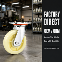 Roues pivotantes en nylon robustes jaunes OEM, 6 à 8 pouces, 450 kg, avec frein, RoHS, pour chariots industriels et équipements