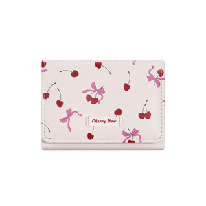 Nueva Cartera Pequeña y Portátil para <span class=keywords><strong>Mujer</strong></span>, con Estampado de Cerezas y Lazo, de <span class=keywords><strong>Cuero</strong></span> PU Impermeable, para Monedas - Product Image 5
