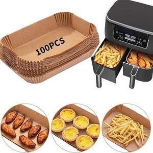 Doublure en papier jetable <span class=keywords><strong>pour</strong></span> friteuse 100pcs Doublure en parchemin de qualité alimentaire <span class=keywords><strong>pour</strong></span> four à <span class=keywords><strong>micro</strong></span>-ondes <span class=keywords><strong>pour</strong></span> friteuse à air double Accessoires de cuisson - Product Image 1