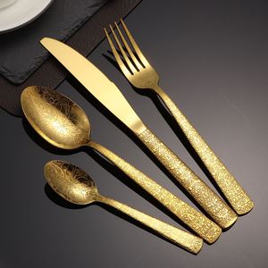 Stainless Steel Cutlery Set 4 Pieces Full Patterned Western Style For Home And Hotel Use - Product Image 2