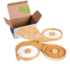 Three Layer Rotating <b>Bamboo</b> Salt Box With Lids Airtight Condiment <b>Container</b> For Solid Seasonings - Product Image 5