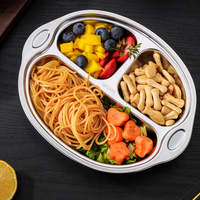 Assiette Moderne Simple en Acier Inoxydable pour Enfants, Assiette à Grille pour Bébé, Motif Dessin Animé, Rentrée Scolaire, Durable, Compatible Lave-Vaisselle, Non Toxique
