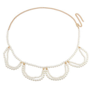 Chaîne de taille en perles imitation or blanc, chaîne de corps tendance pour usage quotidien, simple tour - Product Image 5