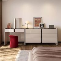 Table de toilette en bois massif à six tiroirs, style luxe léger, coiffeuse minimaliste moderne pour chambre et appartement, bureau de maquillage multifonctionnel