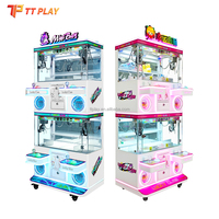 Machine à griffes d'arcade en métal et plastique, avec accepteur de pièces, pour 4 joueurs, modèle de table, pour jouets en peluche ours blancs, grue à double empilement, compatible Wi-Fi