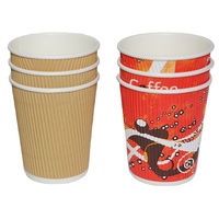 Gobelet à café brun personnalisé en papier couché écologique avec couvercle, à paroi ondulée, pour boissons chaudes, 8oz 16oz, avec logo