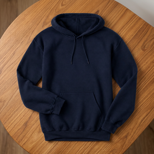 Men's <b>Navy</b> Blue Loose Fit Casual Pullover <b>Sweatshirt</b> Kangaroo Pocket Cotton/Bamboo Fiber Fleece Spring Season Digital Printing - Product Image 3