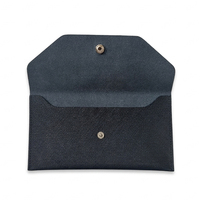 Dompet Golf Kulit Sapi Asli Korea Dompet Uang Kancing Jepret Kantong Koin Kecil Mini Kasual untuk Dibawa Sehari-hari Uniseks Hitam/Gelap