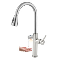 Robinet de cuisine et de salle de bain Shuaiziqi à capteur sans contact 2-en-1 avec affichage LED de la température, rotation à 360°, idéal pour hôtels et hôpitaux