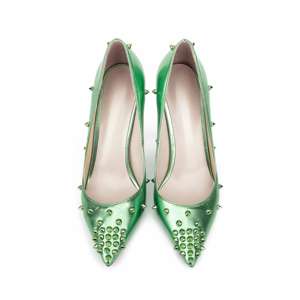 Custom Design Fashion Rivet Metallic Pu Women Pumps Rock Girls Metal tacchi alti scarpe bocca superficiale Sexy Ladies Single Shoes - Product Image 5