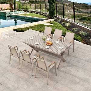 Juego de mesa de comedor al aire libre extensible Rectangular de aluminio de diseño moderno de lujo para 6-8 personas juego de mesa y silla - Product Image 4