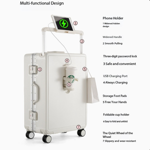 New Aluminum Frame PC Wide Pull Rod Suitcase Large Capacity Multifunctional <strong>Travel</strong> Luggage <strong>with</strong> Spinner <strong>Wheels</strong> Trolley <strong>Case</strong> - Product Image 4