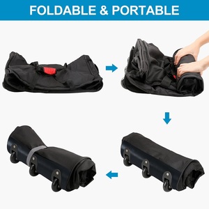 Wholesale Men Women Folding Travel <strong>Bag</strong> Durable Textile Nylon Canvas Oxford Duffle <strong>Bag</strong> Black Sports <strong>Holdall</strong> <strong>Bag</strong> <strong>With</strong> 3 <strong>Wheels</strong> - Product Image 3