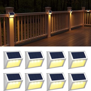 <b>Solar</b> Stainless Steel 3 LED Outdoor Wall Lamp <b>For</b> <b>Deck</b> Fence Stair <b>Lighting</b> Waterproof Light With <b>Solar</b> Panel - Product Image 1