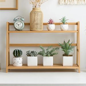 Cây tre đứng giá 2 Tier Chậu hoa hiển thị kệ giá tre gỗ thang cây đứng - Product Image 4