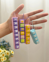 Custom Logo Plastic Alphabet Keyboard Fidget Toy Keycaps Key Chain Stress Relief Diy Keyboard Button Keychain
