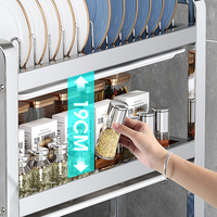 SANIPRO Égouttoir de rangement moderne multifonctionnel à trois niveaux en acier inoxydable pour bols et assiettes, meuble pour vaisselle