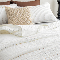 Parure de lit rayée colorée 3 pièces, taille personnalisable, couvre-lit confortable, taies d'oreiller, ensemble de couvre-lit en polyester