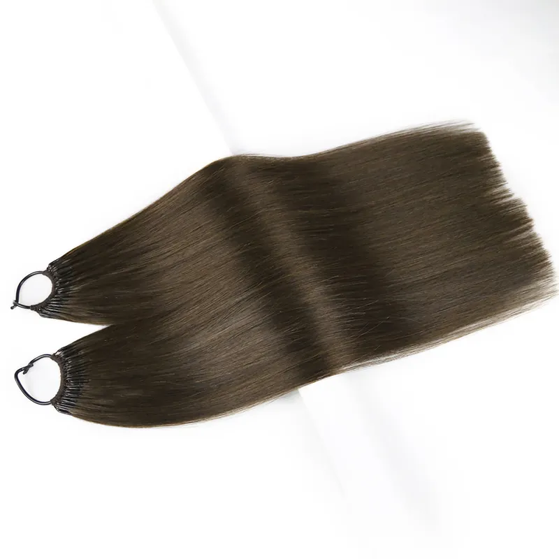 Factory Wholesale Remy Indian Human Hair Extensions brown Color Knotted Mago Hair Extensions