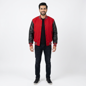 Wholesale Customized Sporty Stand Collar <b>Slim</b> <b>Fit</b> High Quality OEM ODM Service Men's Varsity <b>Jacket</b> - Product Image 1