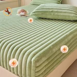 ZY Custom Polyester <strong>King</strong> <strong>Size</strong> Warm <strong>Fleece</strong> Mattress Bedding <strong>Fitted</strong> <strong>Sheet</strong> for Beds - Product Image 4