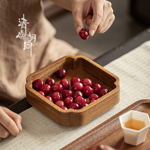 Plateau à fruits en bois de noyer Qingshan Hutong, forme irrégulière, plateau à thé et à collations en bois massif pour la maison et les fêtes - Product Image 1