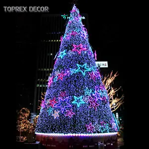 Árbol de Navidad artificial para exteriores con luz de árbol Led grande decorado personalizado luminoso de alta calidad con cadena Led de luces integradas