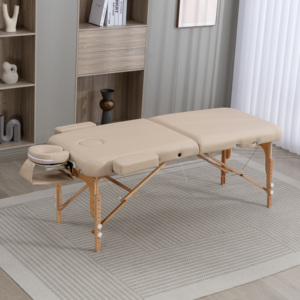 Table de massage pliable en bois de hêtre à 2 sections avec mousse Cloud-Foam 7 cm, 260 kg, pour spa, thérapeute, tatoueur, extension de cils, GPSR, ISO9001, OEM, ODM - Product Image 3