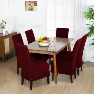 <span class=keywords><strong>Set</strong></span> di <span class=keywords><strong>6</strong></span> elastici Spandex <span class=keywords><strong>coprisedie</strong></span> con gonna per cucina sala da pranzo - Product Image 4