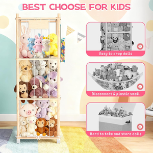 Étagère de rangement pour jouets en bois réglable à quatre niveaux, moderne et écologique, pour la présentation à domicile de jouets en <span class=keywords><strong>peluche</strong></span> pour enfants - Product Image 3